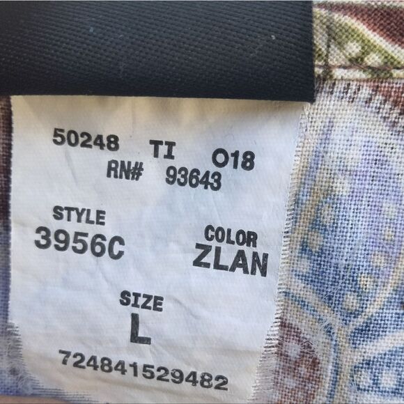 Cherokee Studio Scrub Top Size L Brown with Blue Purple Flowers - Picture 3 of 6